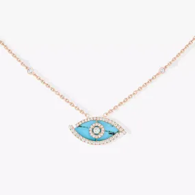 0.38ctw Rose Gold Lucky Eye Turquoise Diamond Necklace