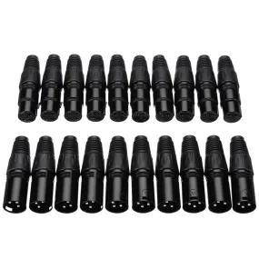 20Pcs 3Pin Xlr Male To Female Microphone Extension Cable Microphone Cables Plug Audio Socket Mic Aud