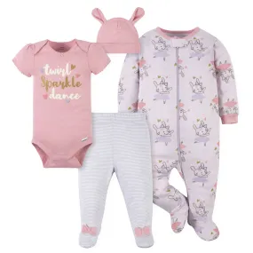 4-Piece Baby Girls Bunny Ballerina Outfit Set