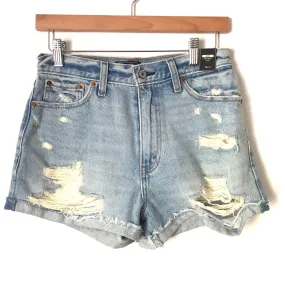 Abercrombie & Fitch High Rise Distressed Denim Shorts NWT- Size 26/2