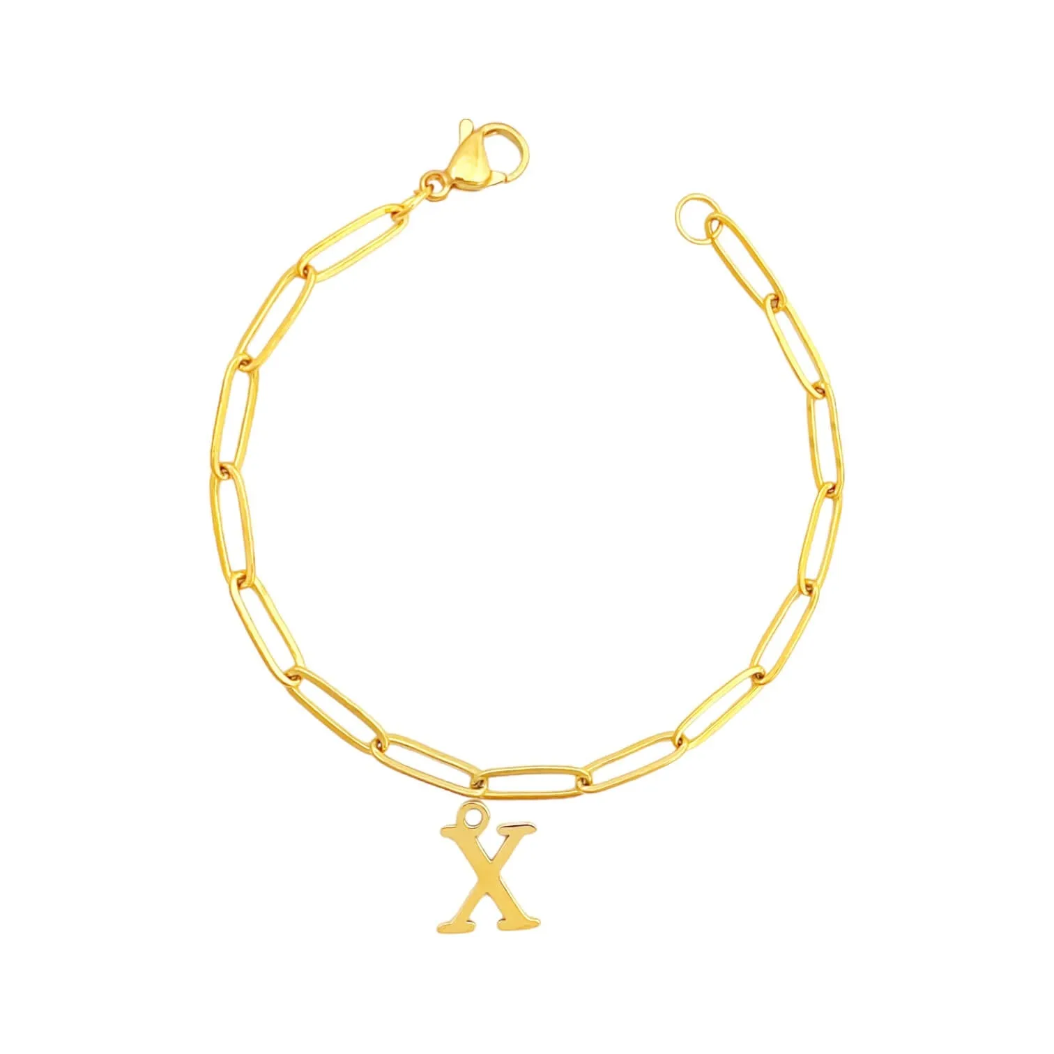 Alphabet Paperclip Bracelet Gold (N-Z)