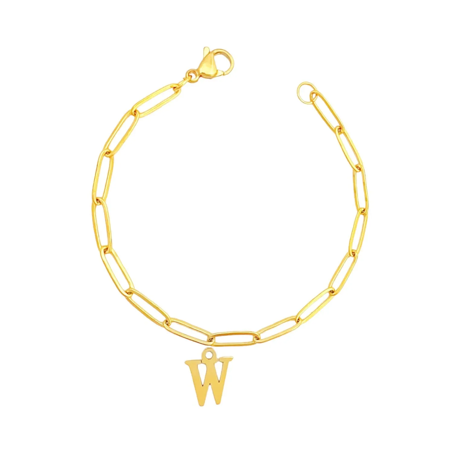 Alphabet Paperclip Bracelet Gold (N-Z)