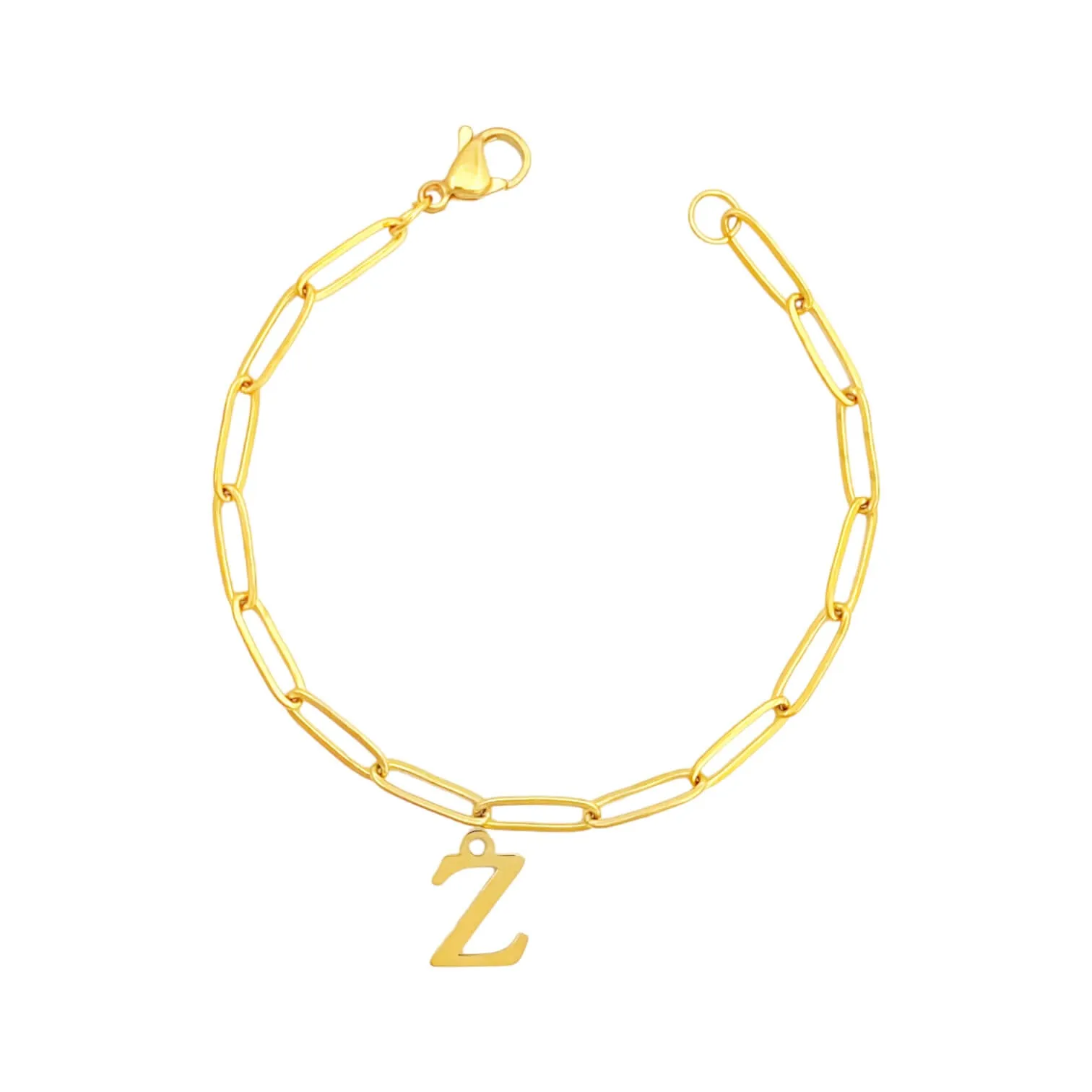 Alphabet Paperclip Bracelet Gold (N-Z)