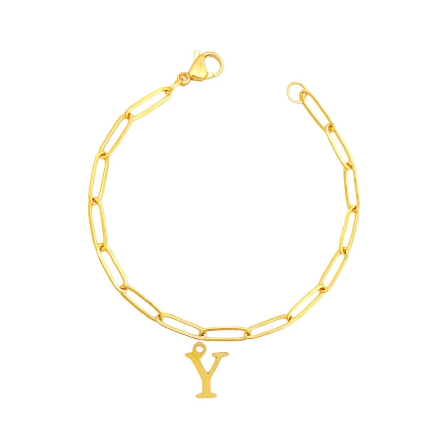 Alphabet Paperclip Bracelet Gold (N-Z)