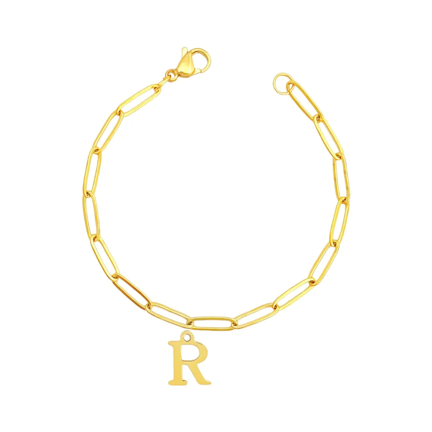 Alphabet Paperclip Bracelet Gold (N-Z)