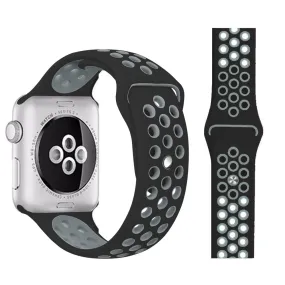 Apple Watch (38/40/SE/41MM) To-Farvet Silikone Rem - Sort / Grå