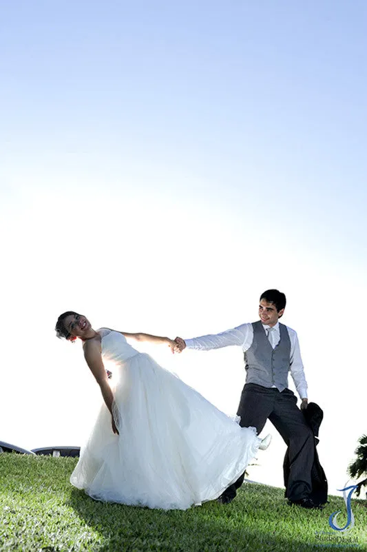 Asymetrical One Shoulder Princess Tulle Ball Gown with Flower Sash