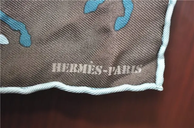 Auth HERMES Petit Carre 40 Scarf Handkerchief EN CAMOUFLAGE Silk Blue Box J7456