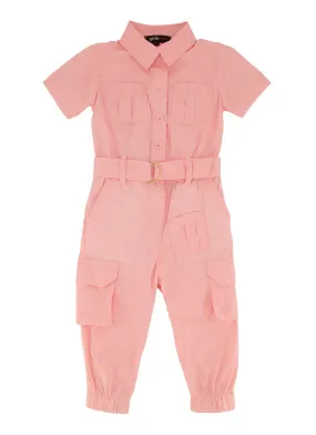 Baby Girls 12-24M Belted Short Sleeve Utility Jumpsuit