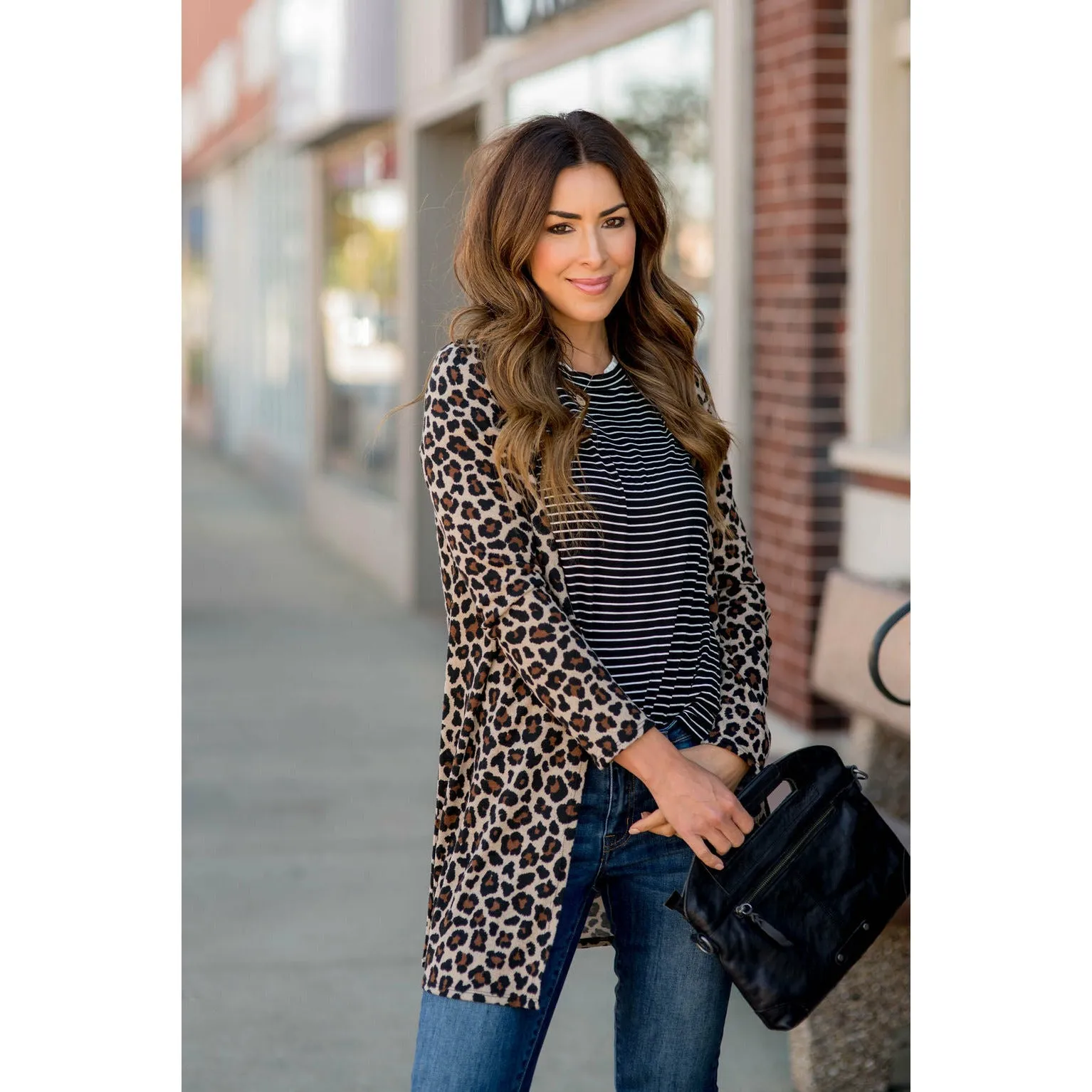 Basic Leopard Tunic Cardigan