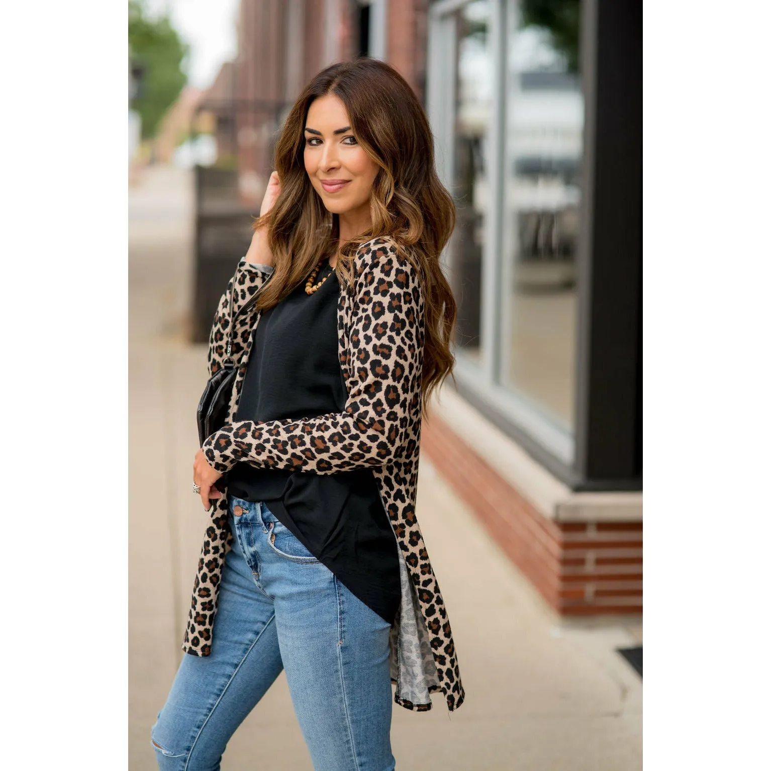 Basic Leopard Tunic Cardigan