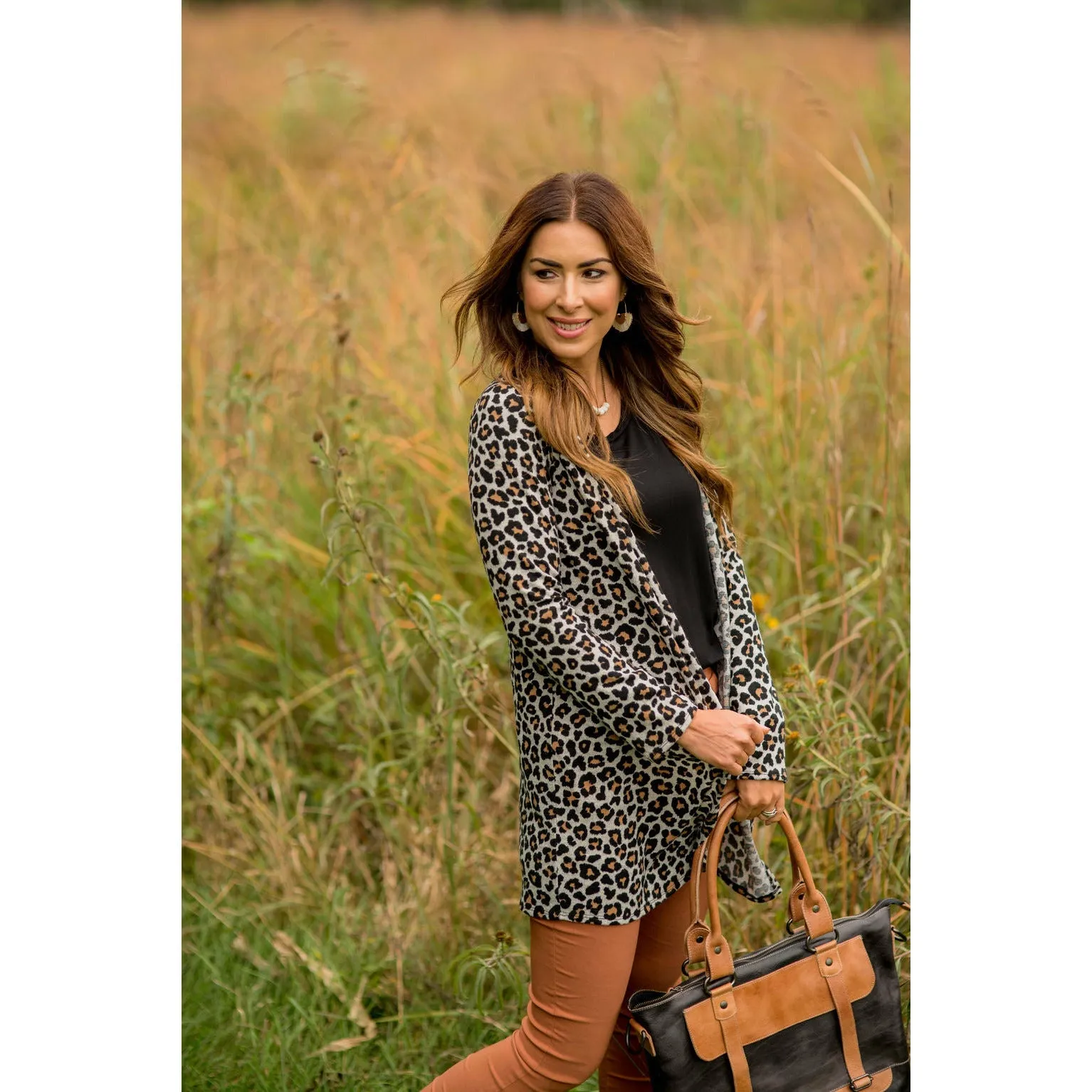 Basic Leopard Tunic Cardigan