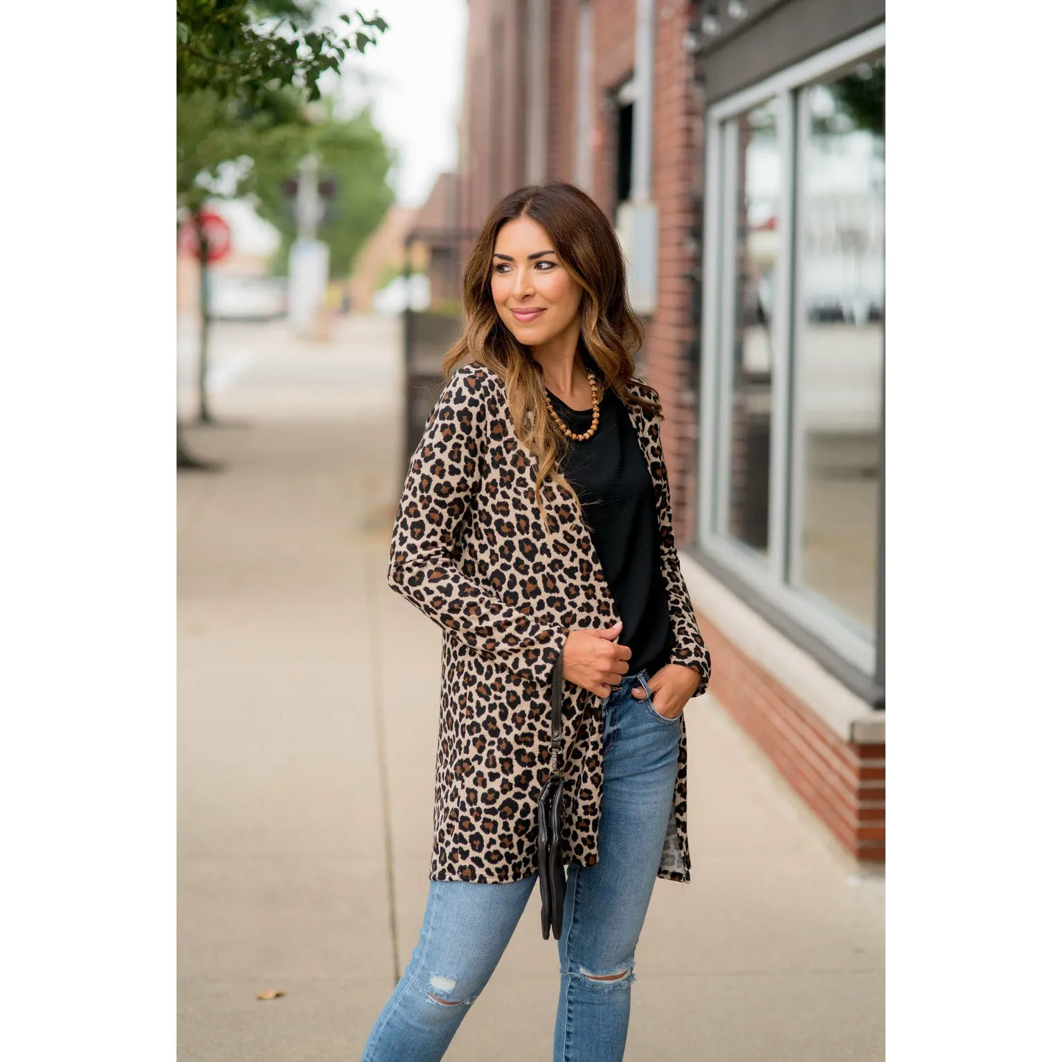 Basic Leopard Tunic Cardigan