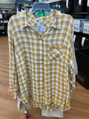 Blouse Long Sleeve By Cj Banks In Yellow, Size: 2x