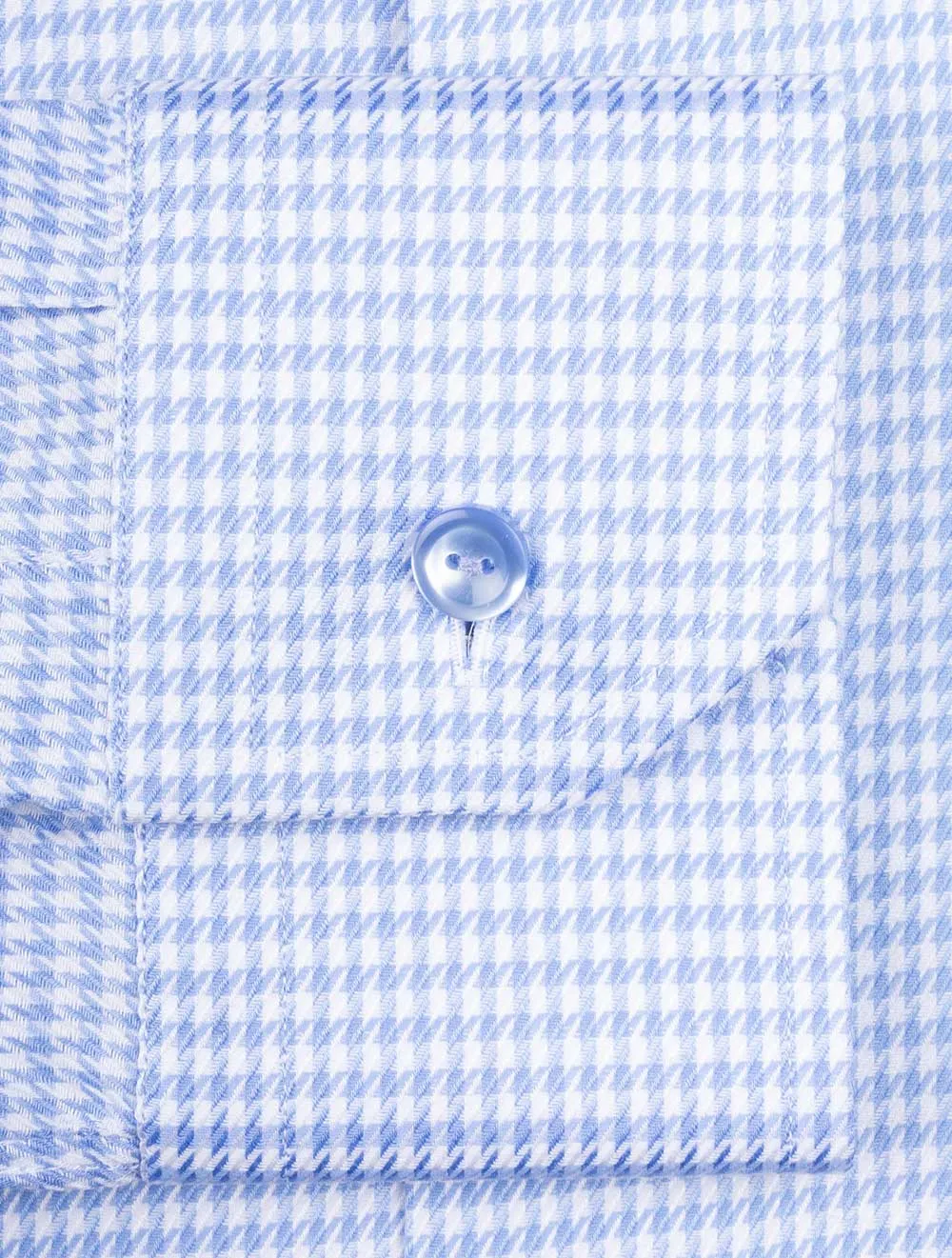 Blue Houndstooth With Lilac Buttons Slim Shirt