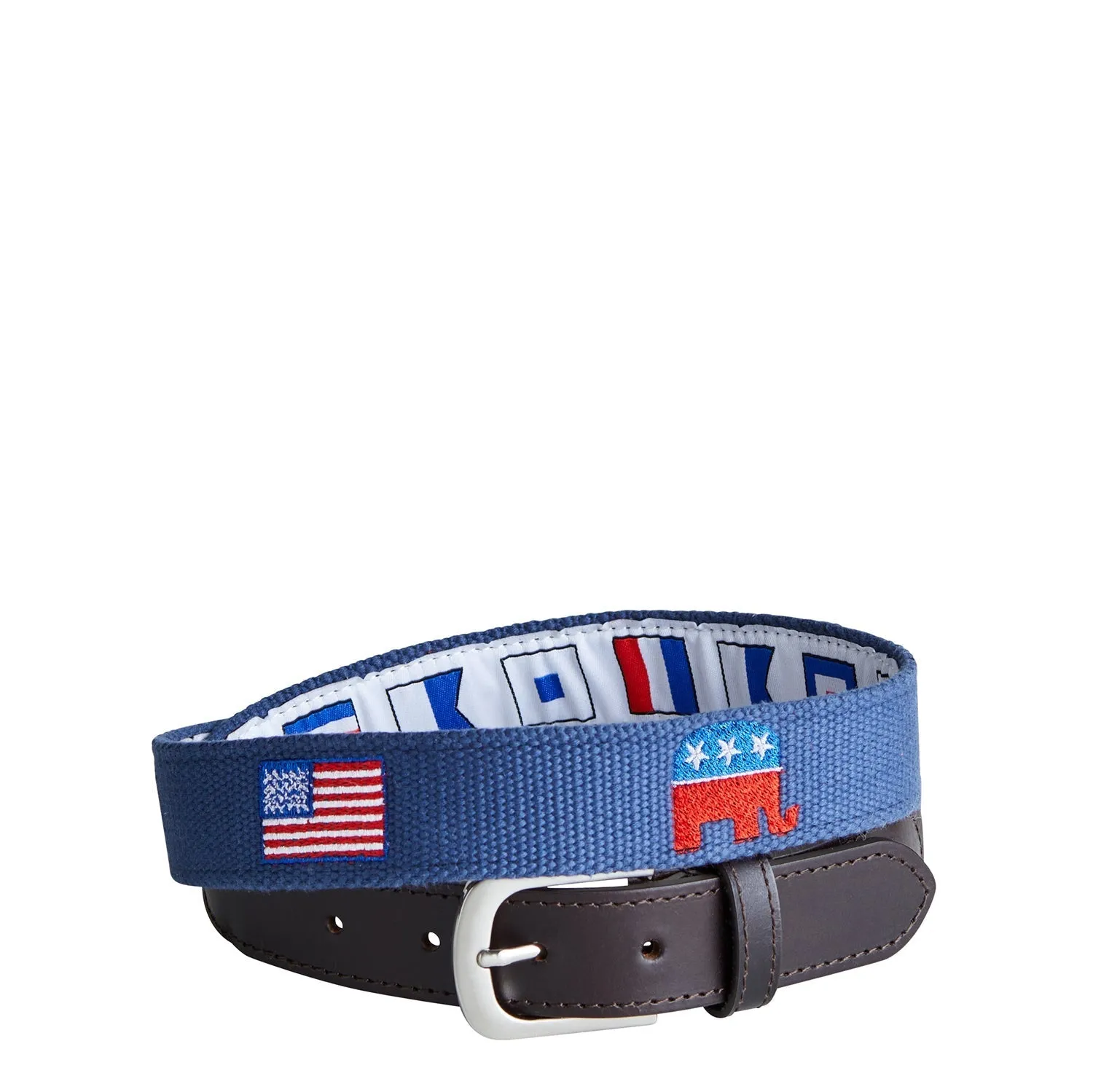 Bowsprit Belt Nantucket Navy with GOP Elephant and American Flag