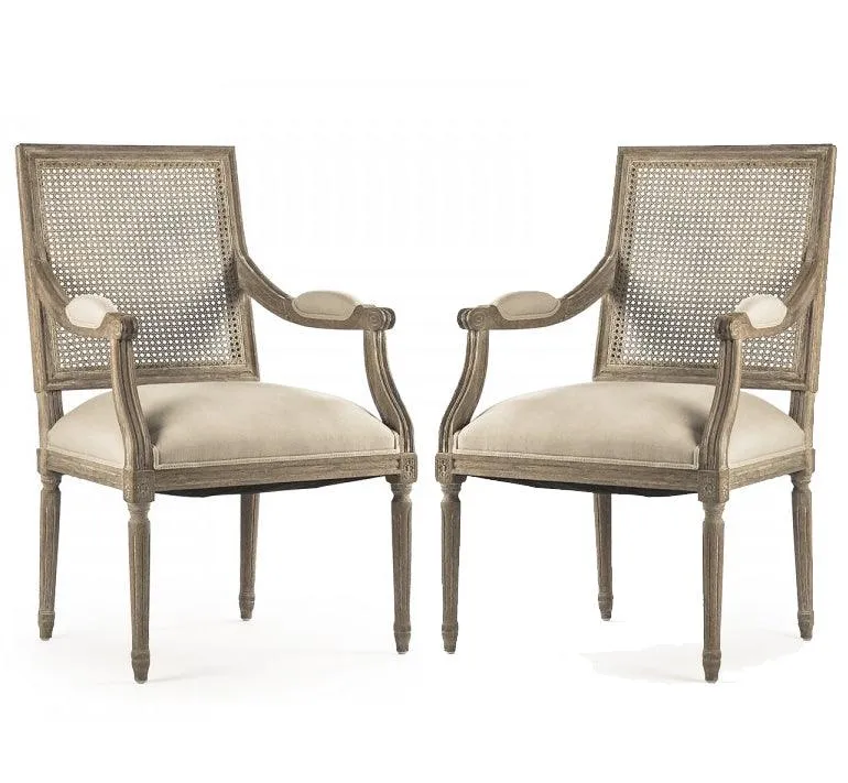 Caned Square Back Arm Chairs