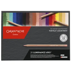 Caran d'Ache Luminance 6901 Professional Permanent Colour Pencil Box of 20 Portrait Colours