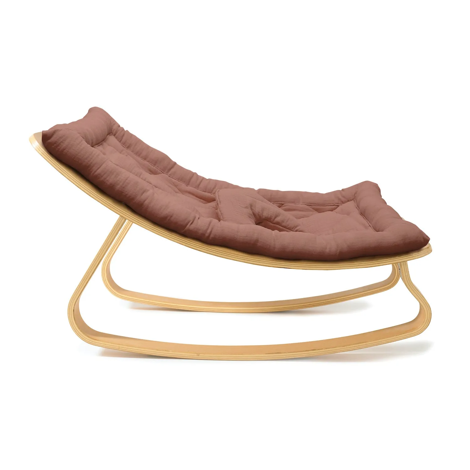 Charlie Crane LEVO Baby Rocker - Beech with Bois de Rose Cushion