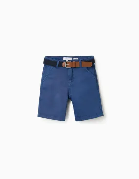 Chino Shorts with Belt for Boys, Blue