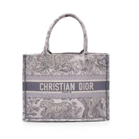 Christian Dior Grey Toile De Jouy Medium Book Tote Bag Handbag