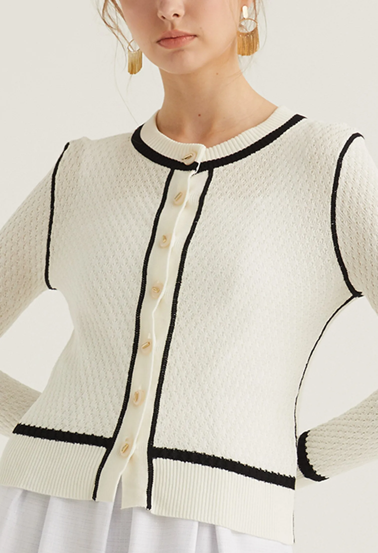 Contrast Detailed Cardigan