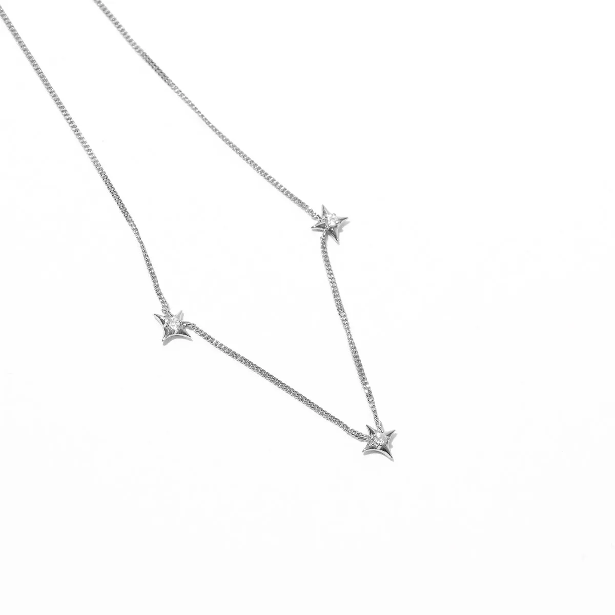 Cosmic Star Charm Necklace in Silver