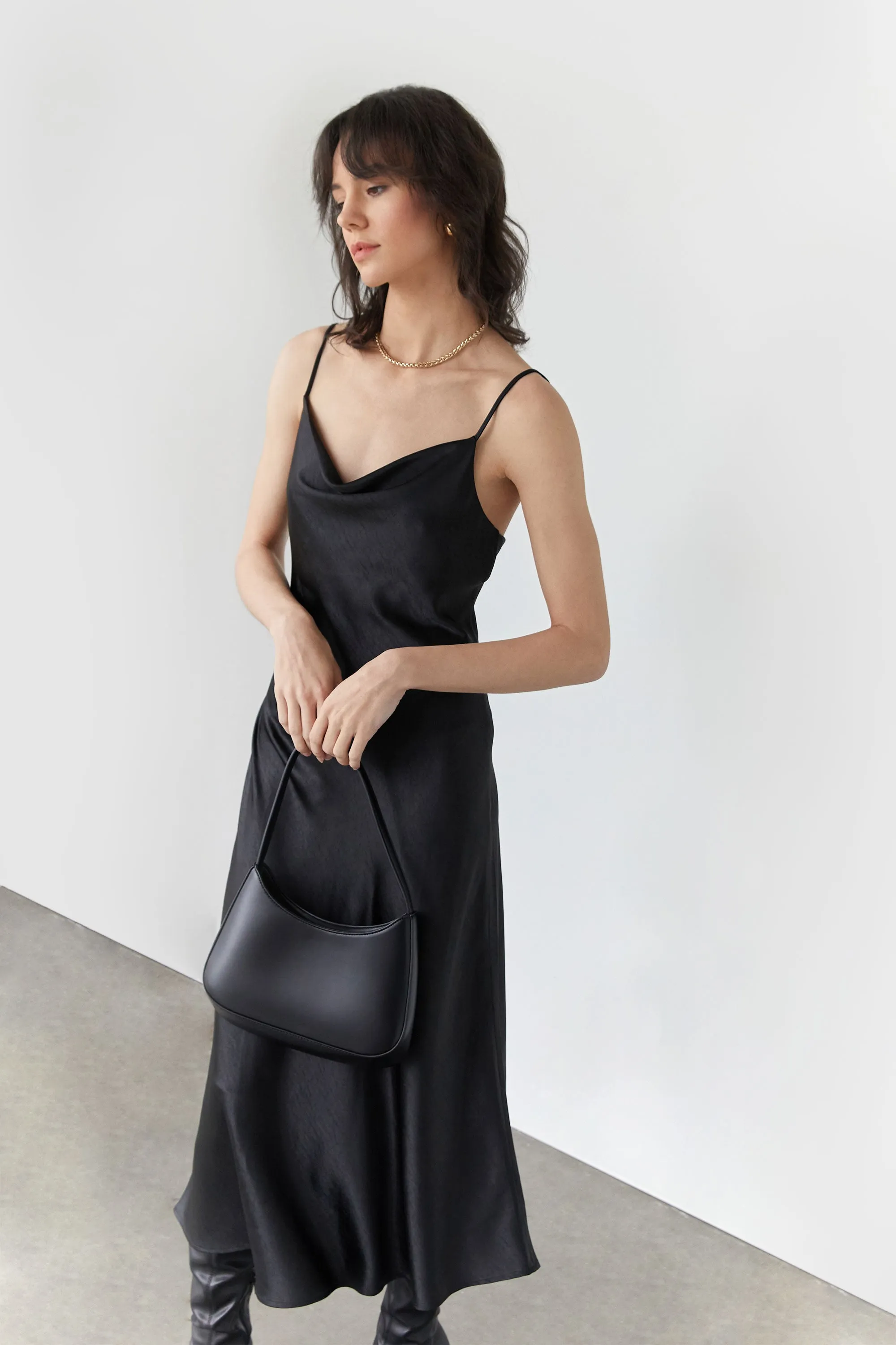 COWL NECK SLIP DRESS