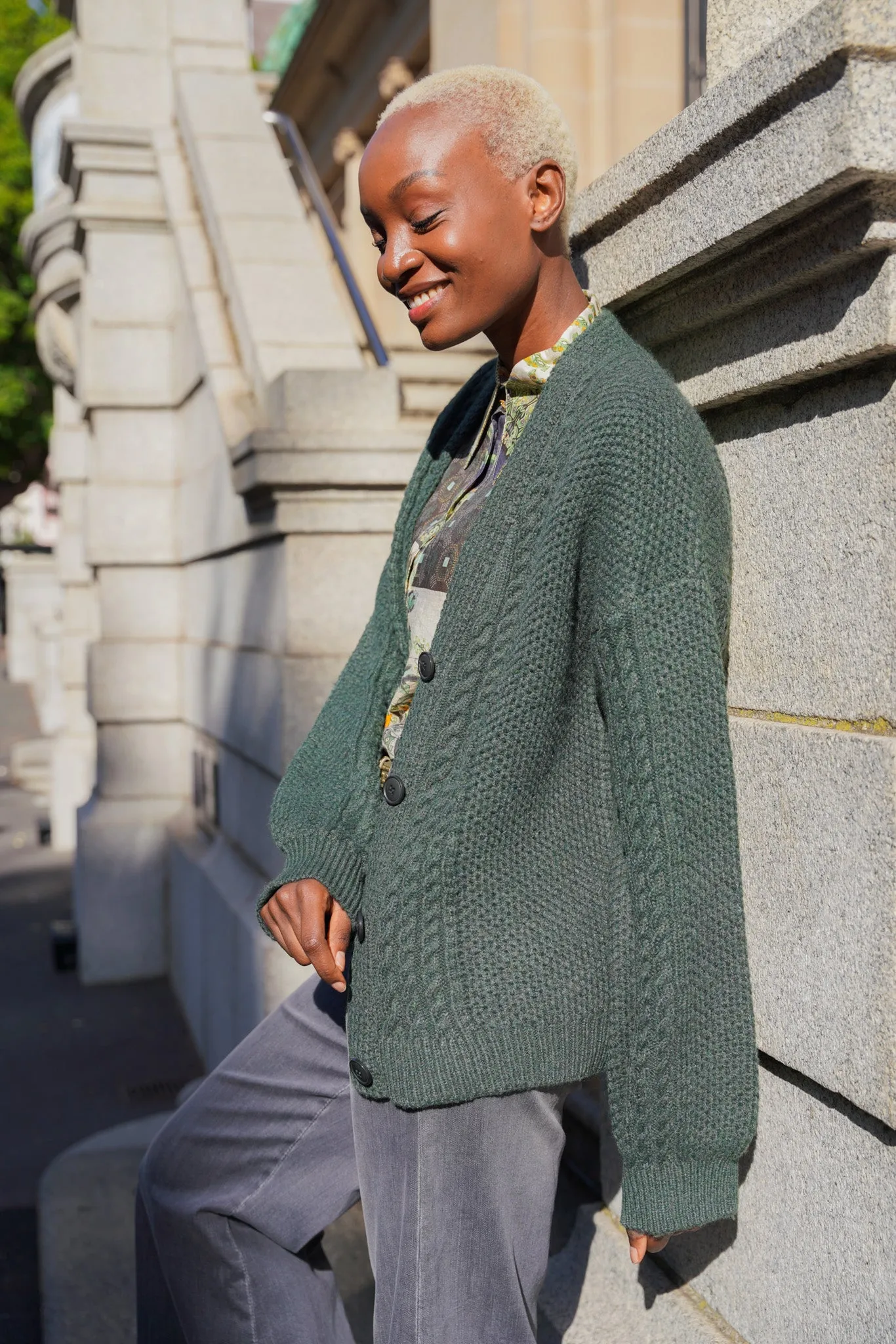 Dark Green Cable Cardi