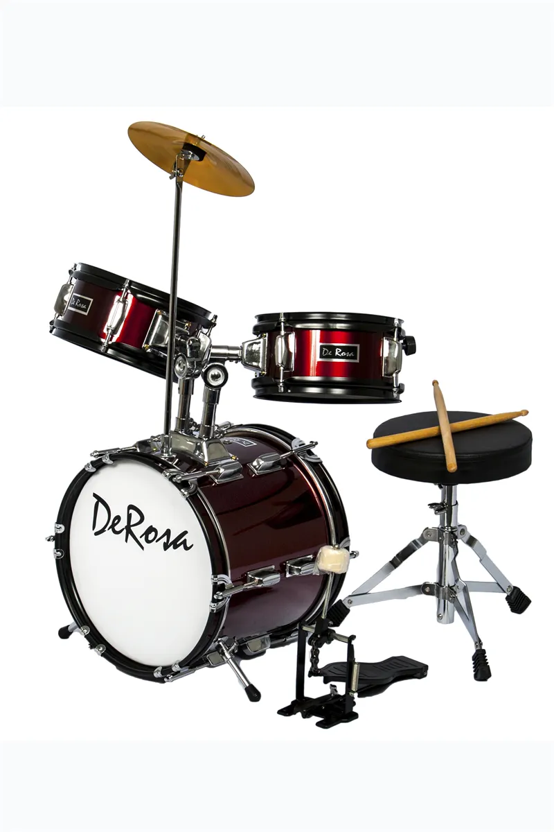 De Rosa USA 3 Piece 12" Kid's Junior Drum Set Complete