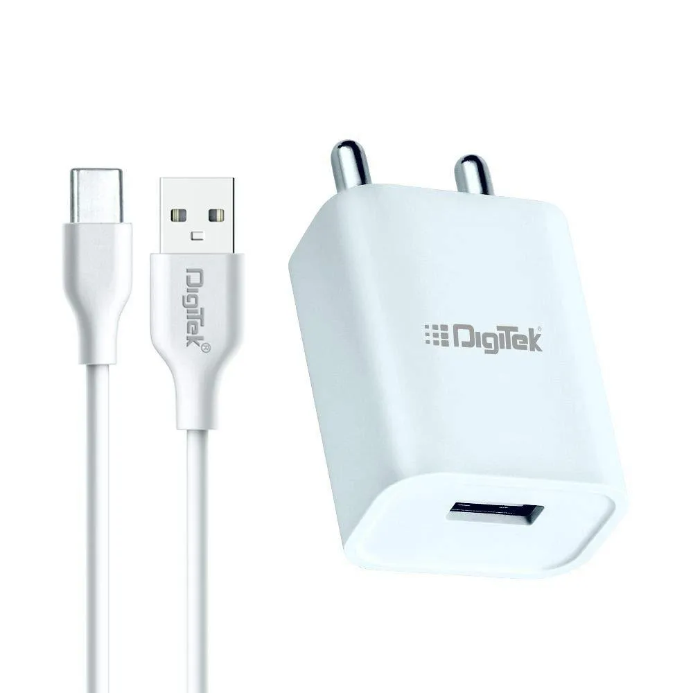 Digitek(DMC-025 C) Smart Fast Charger 2.4A USB Adapter for Smartphone (with C Type Data Cable 2.4A) DMC-025 C