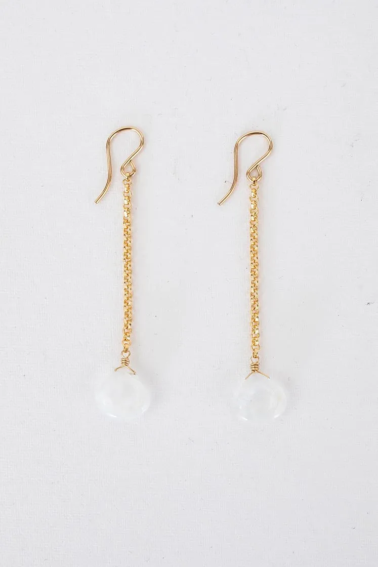 Drop Chain Earrings - Moonstone