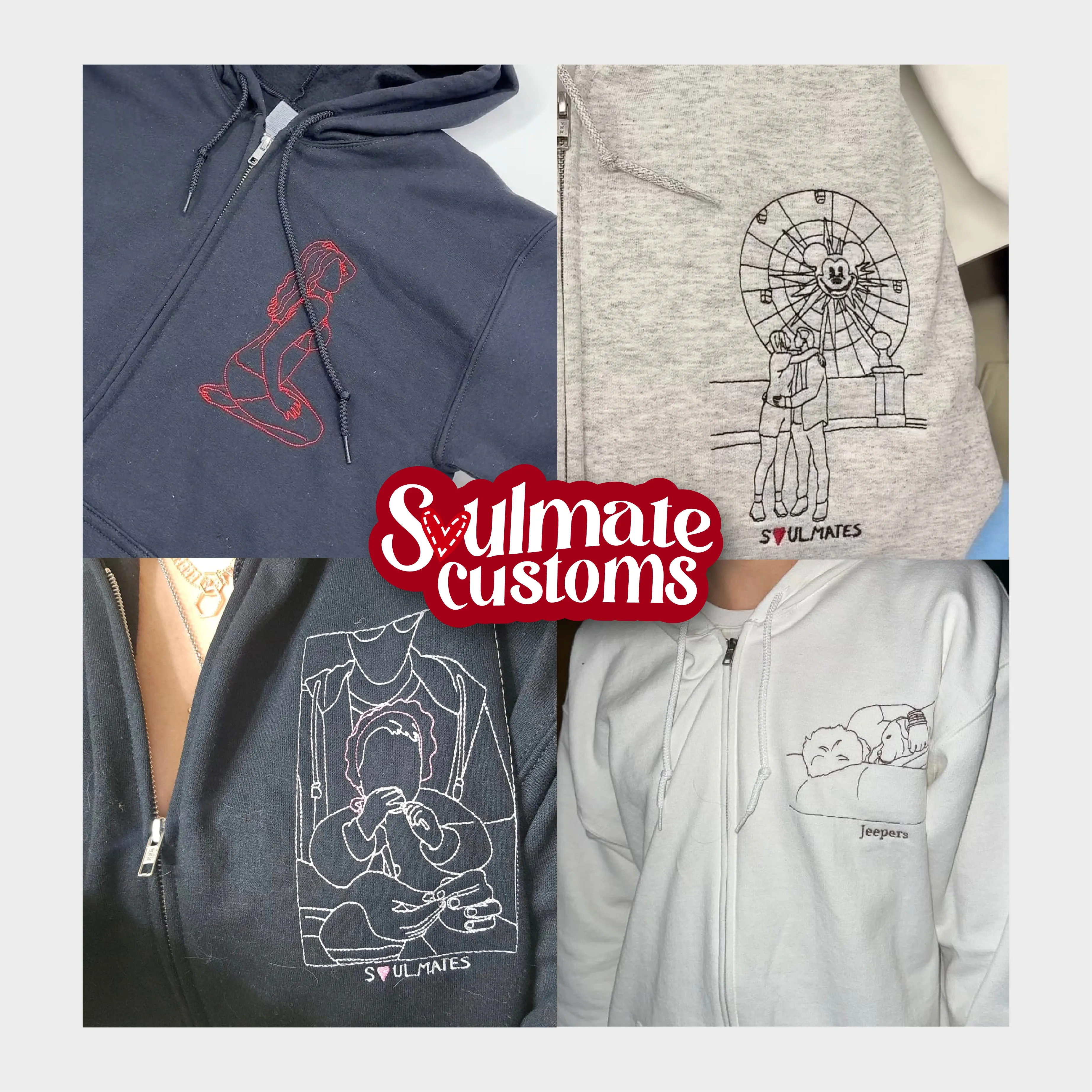 Embroidered Soulmate© Zip-Up Hoodie