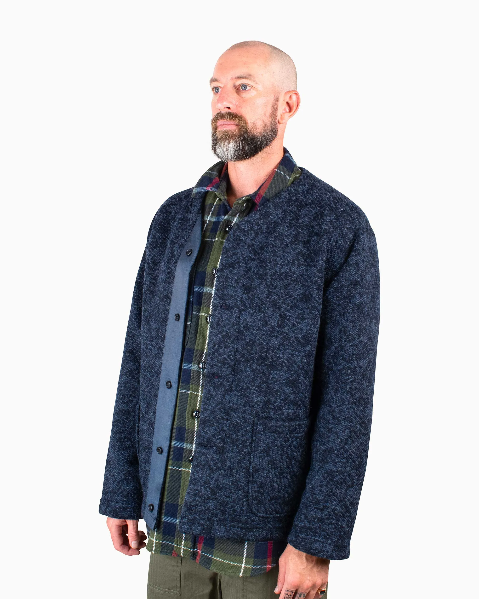 Engineered Garments Knit Cardigan Heather Navy Sweater Knit