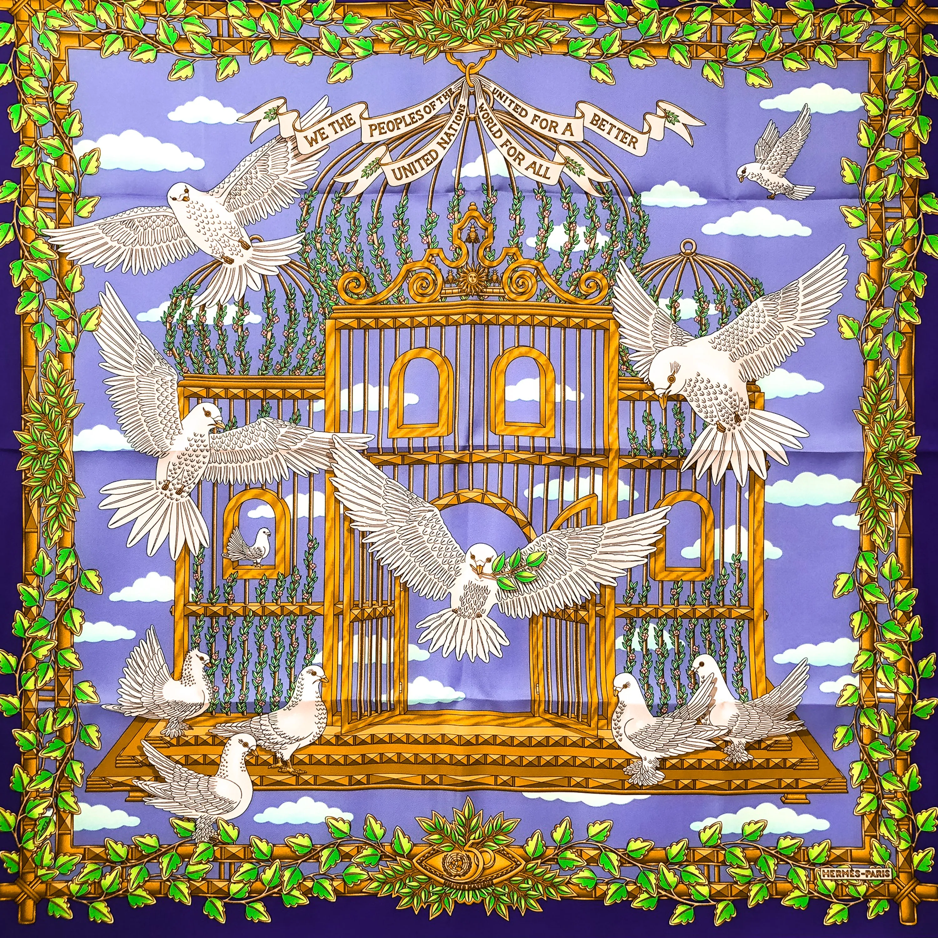 Envol United Nations Hermes Silk Scarf RARE LIMITED Issue | Carre de Paris