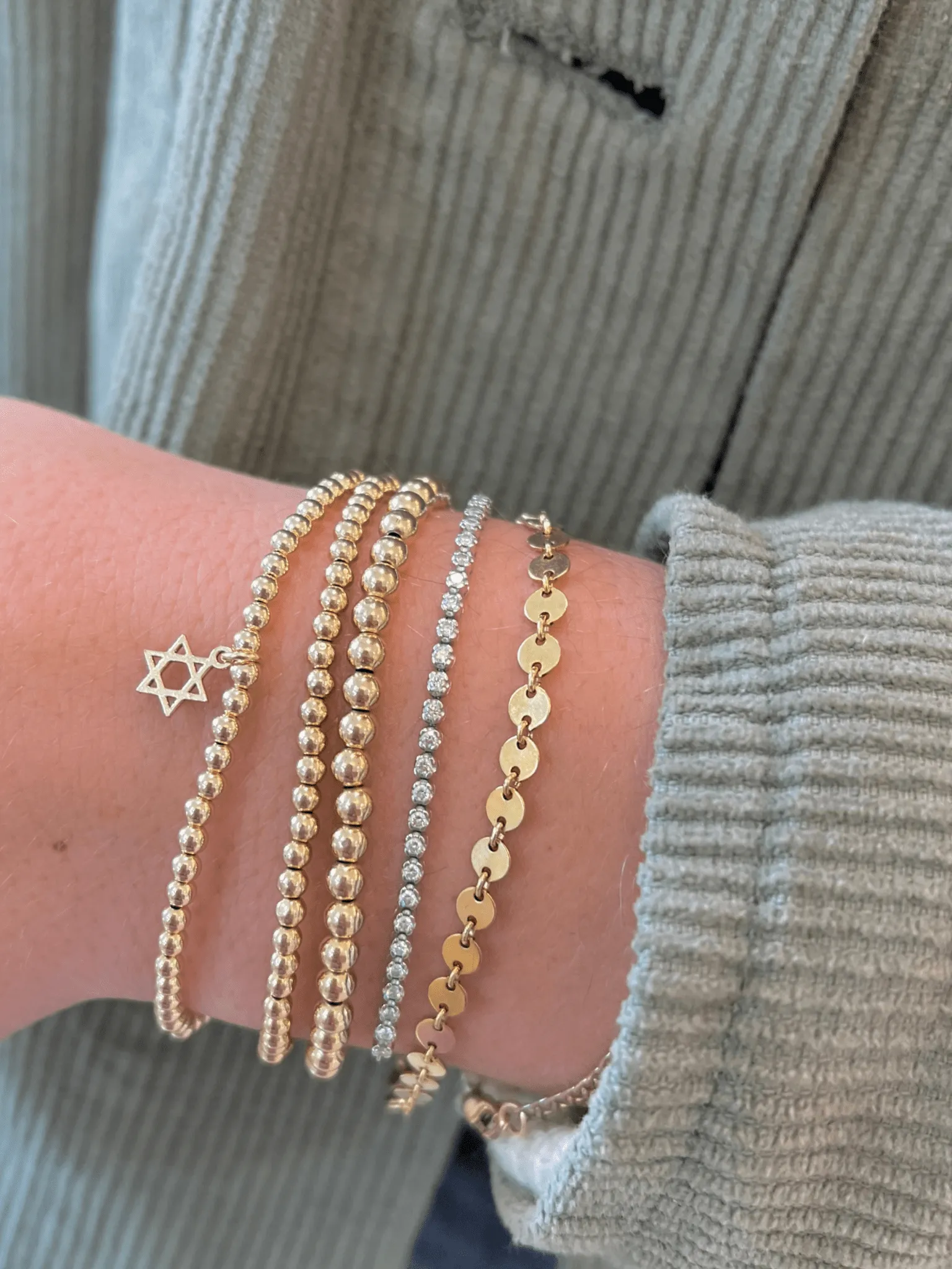 Everyday Stretch Bracelet with Star of David Charm