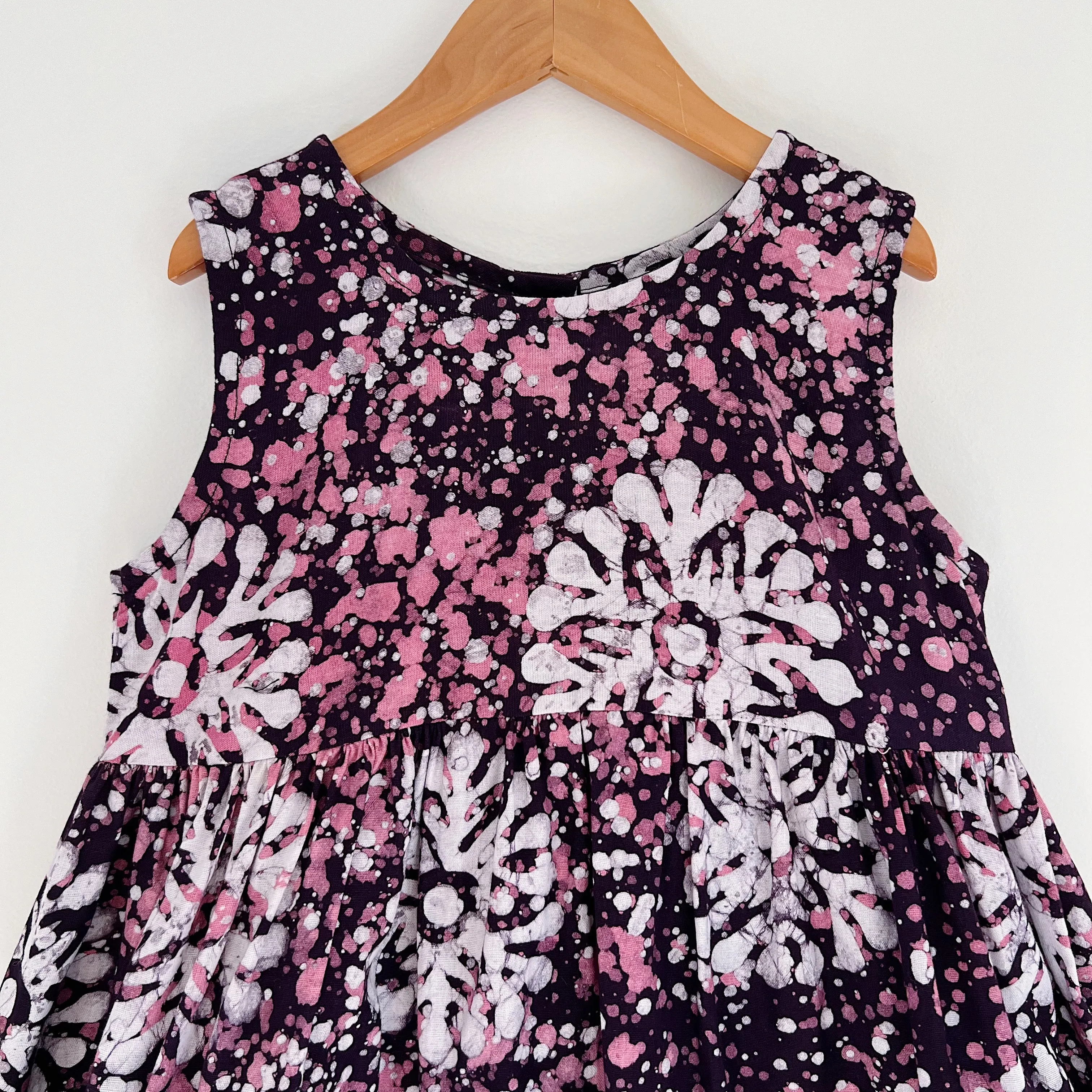 Fahari Bazaar | Girls Tank Dress in White & Pink Floral Speckle