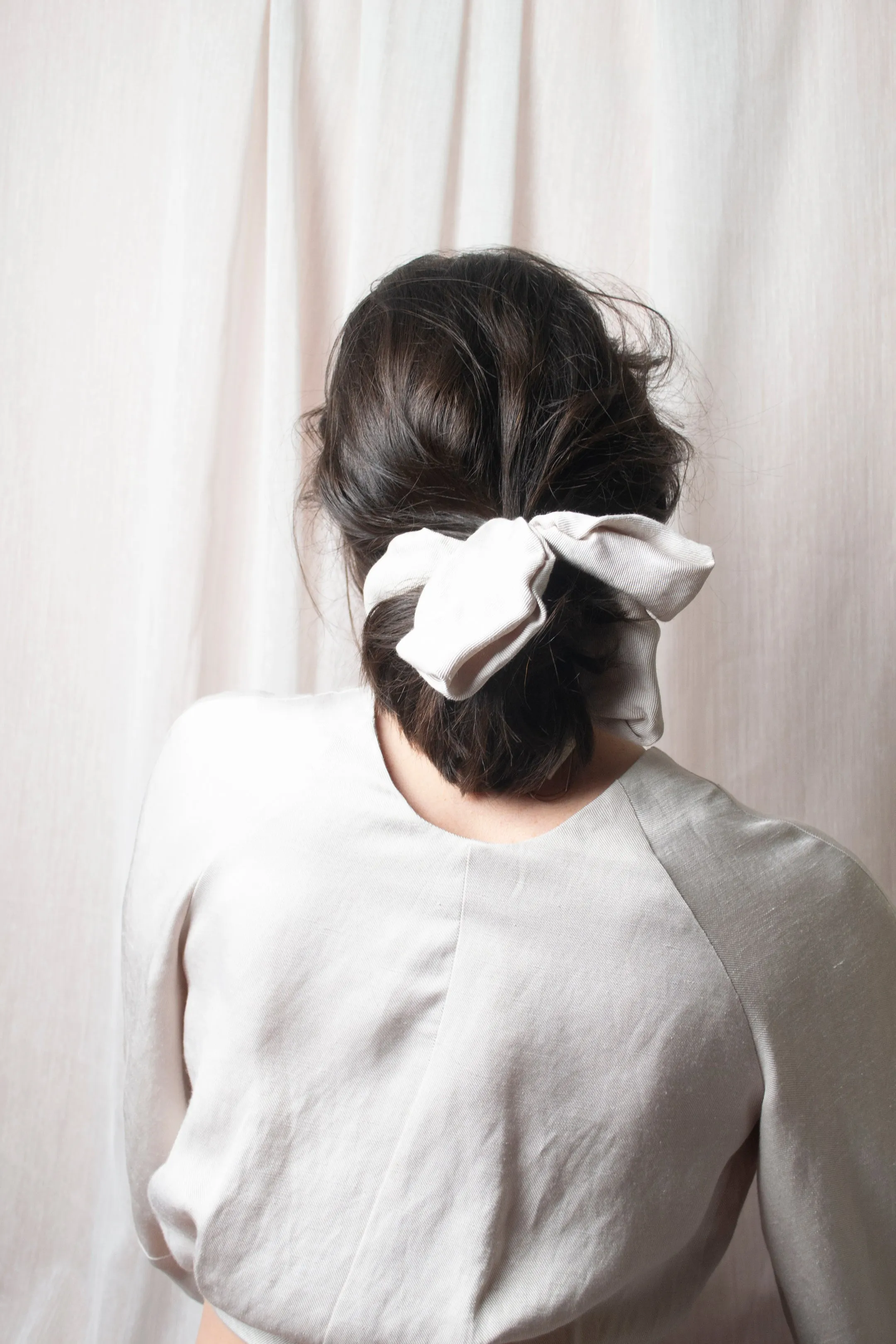 Floral Hair Tie - Structured Viscose Nude