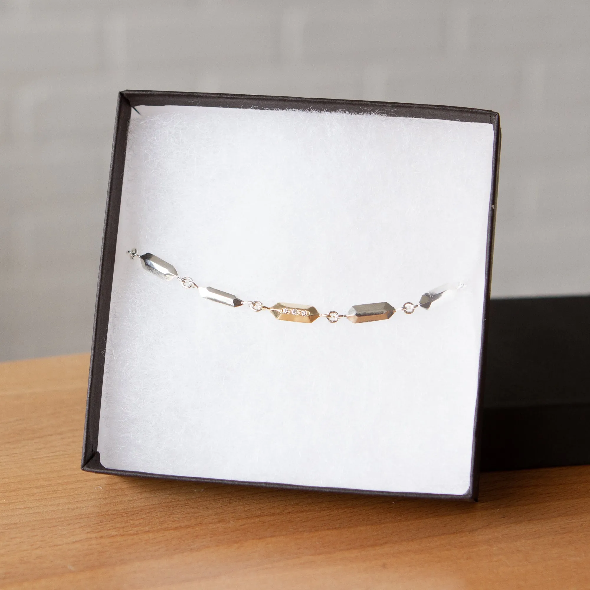 Fragment Link Bracelet with Gold Link