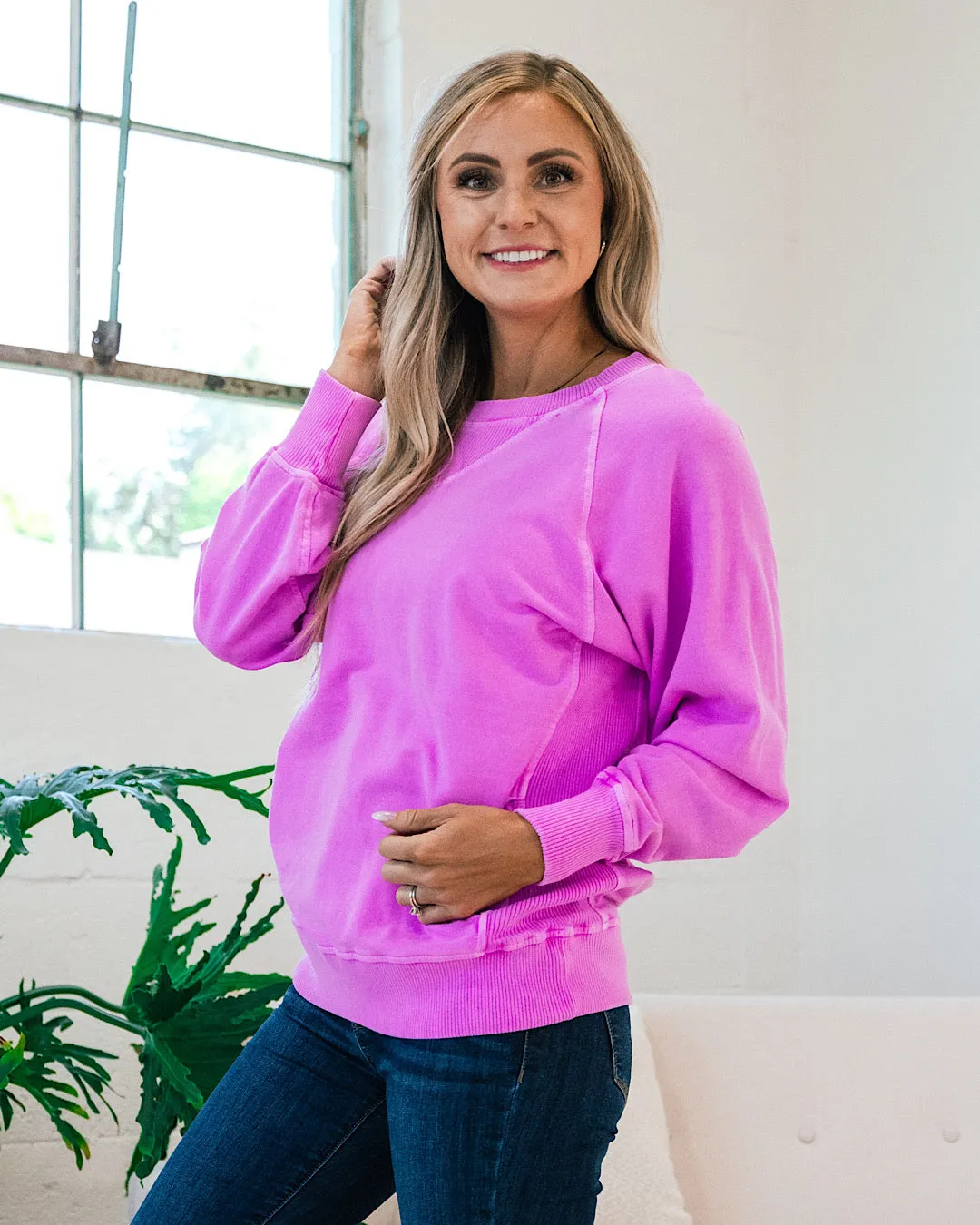 Girlfriend Crewneck Sweatshirt - Bright Mauve