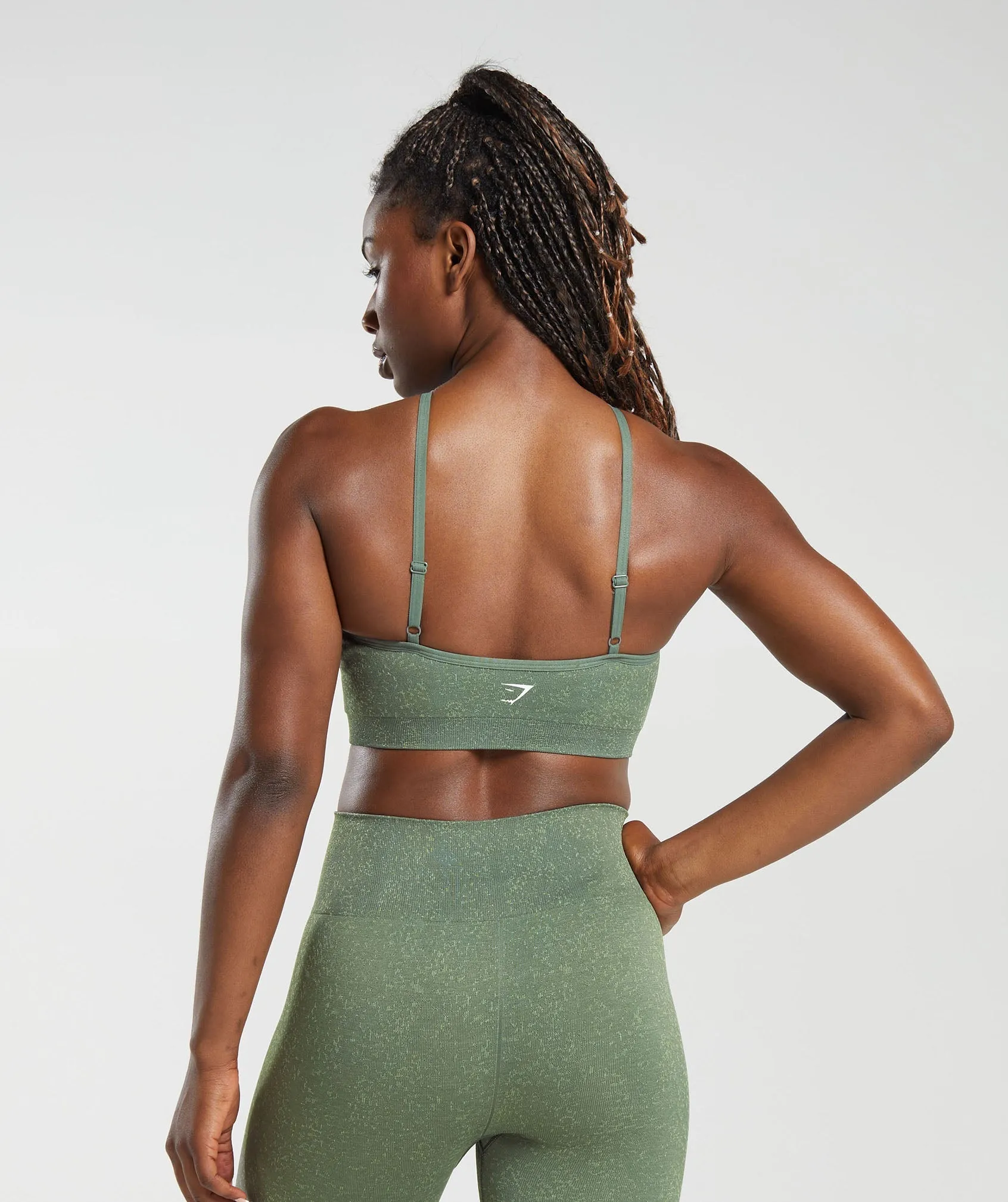 Gymshark Adapt Fleck Seamless Halterneck Bralette - Dusk Green/Light Sage Green