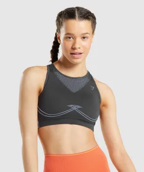 Gymshark Apex Seamless Sports Bra - Onyx Grey/Lavender Blue