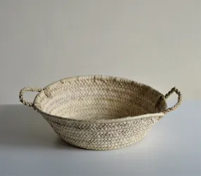 Hand woven Egyptian storage flat round basket - Large size