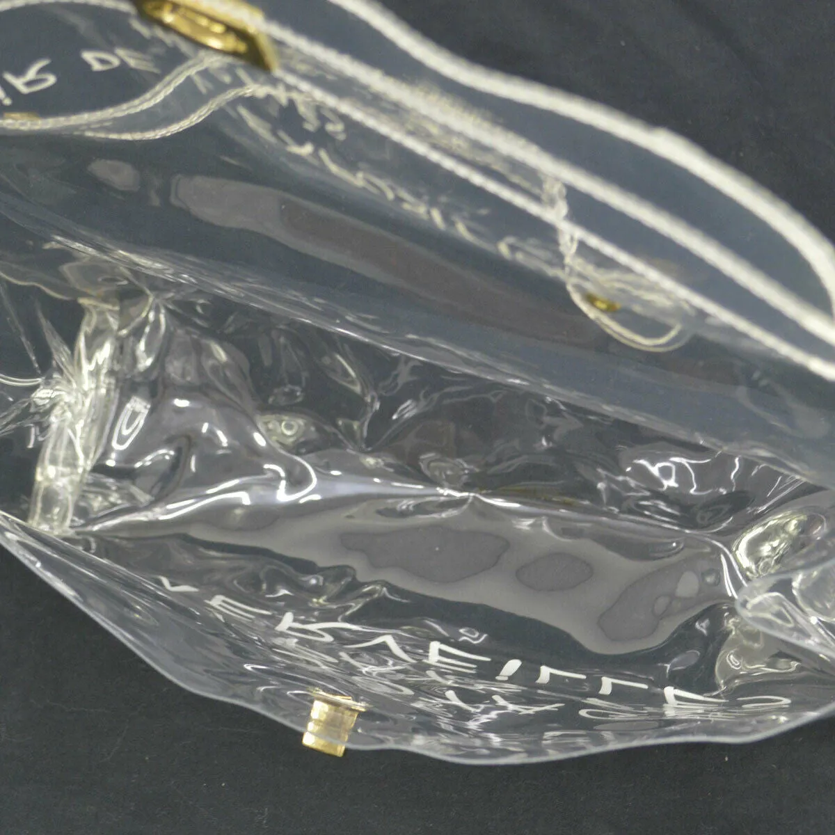 HERMES Vinyl Kelly Beach Hand Bag SOUVENIR DE L'EXPOSITION 1997 Clear AK38294e