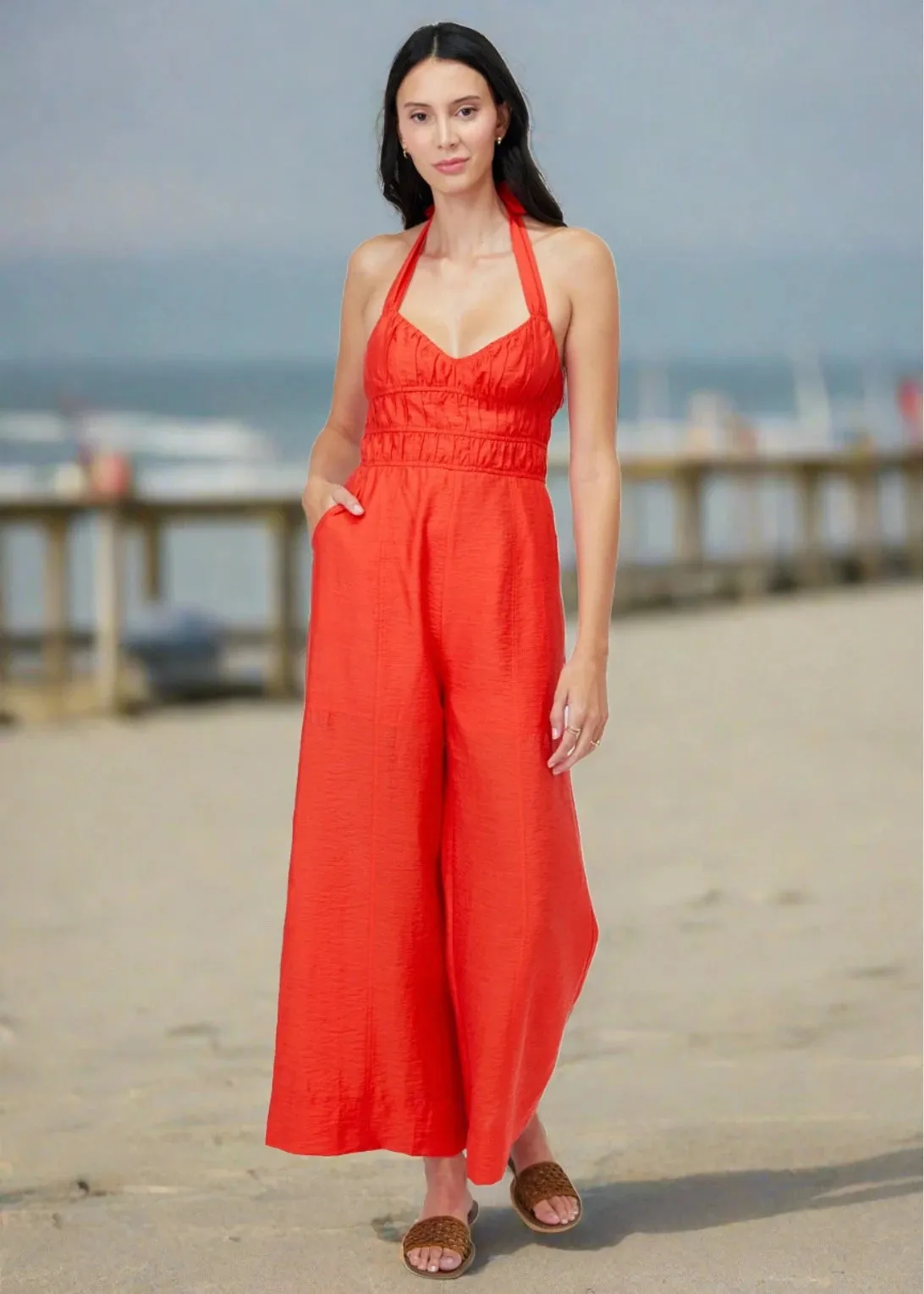 Hidden Oasis Red Halter Jumpsuit