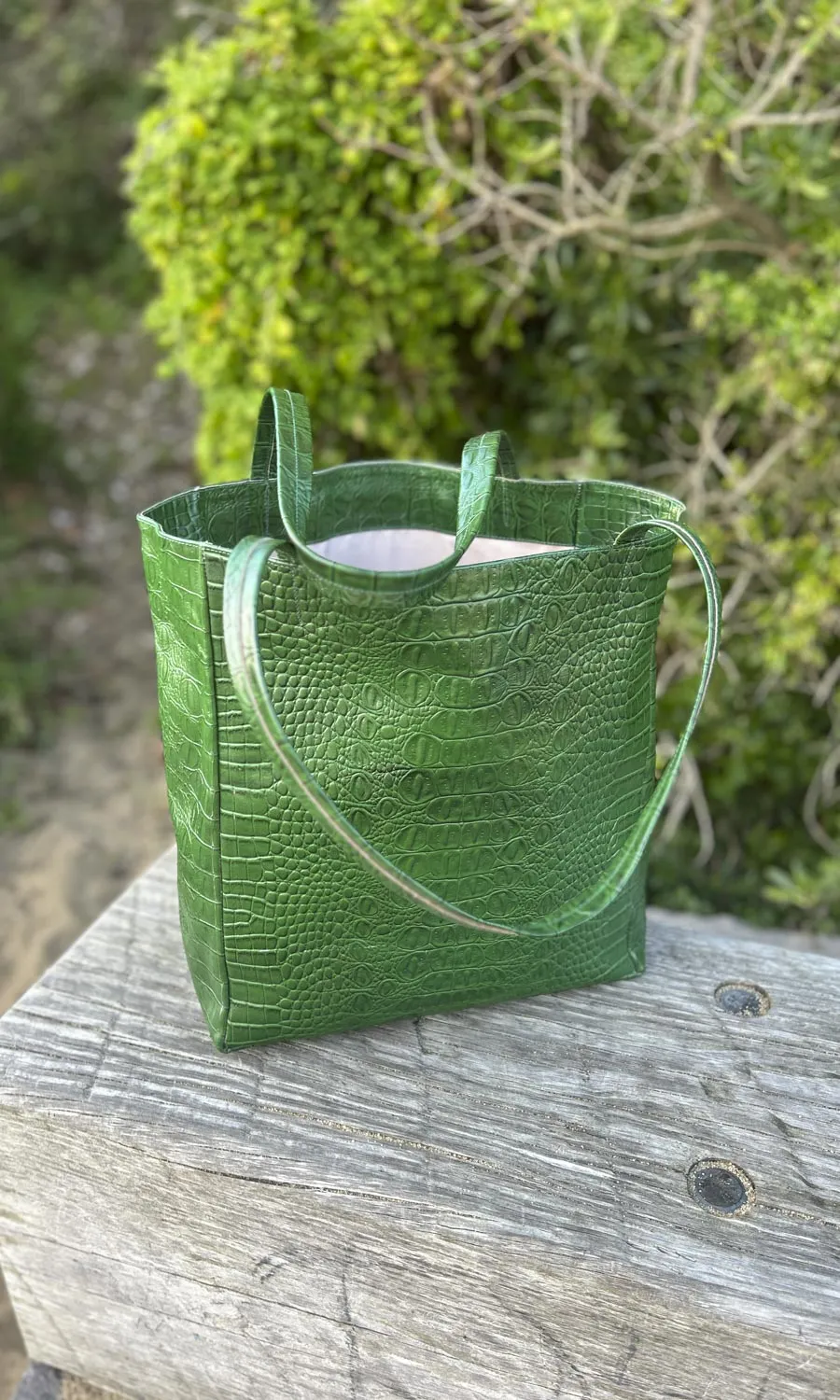 HOSS Embossed Green Tote