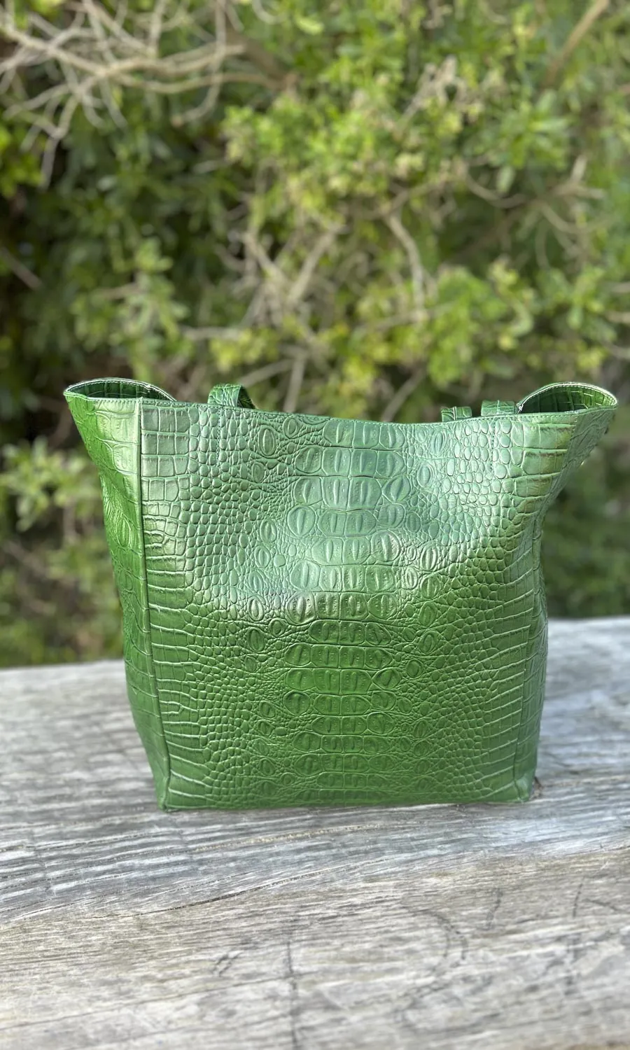 HOSS Embossed Green Tote