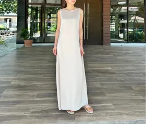 Jojo Satin Long Dress in Champagne