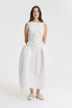 JUJU | DRESS PLEATED MARGUERITE WHITE/ECRU