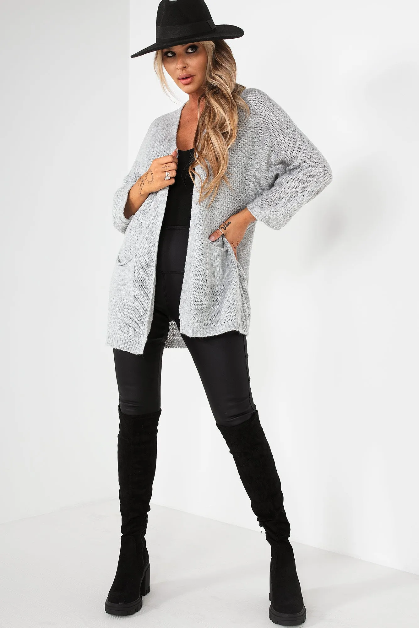 Karina Grey Knit Cardigan